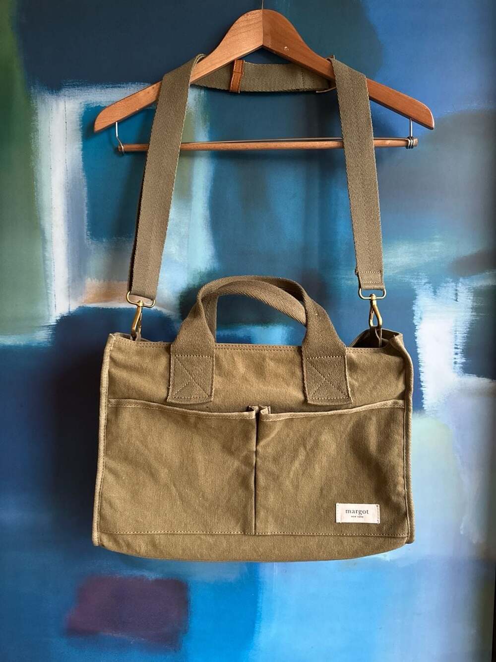 Margot New York Blair Canvas Tote Bag, Olive Green